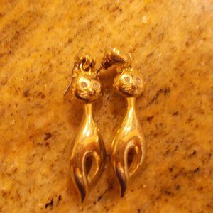 Gold tone earrings CAT LOVER